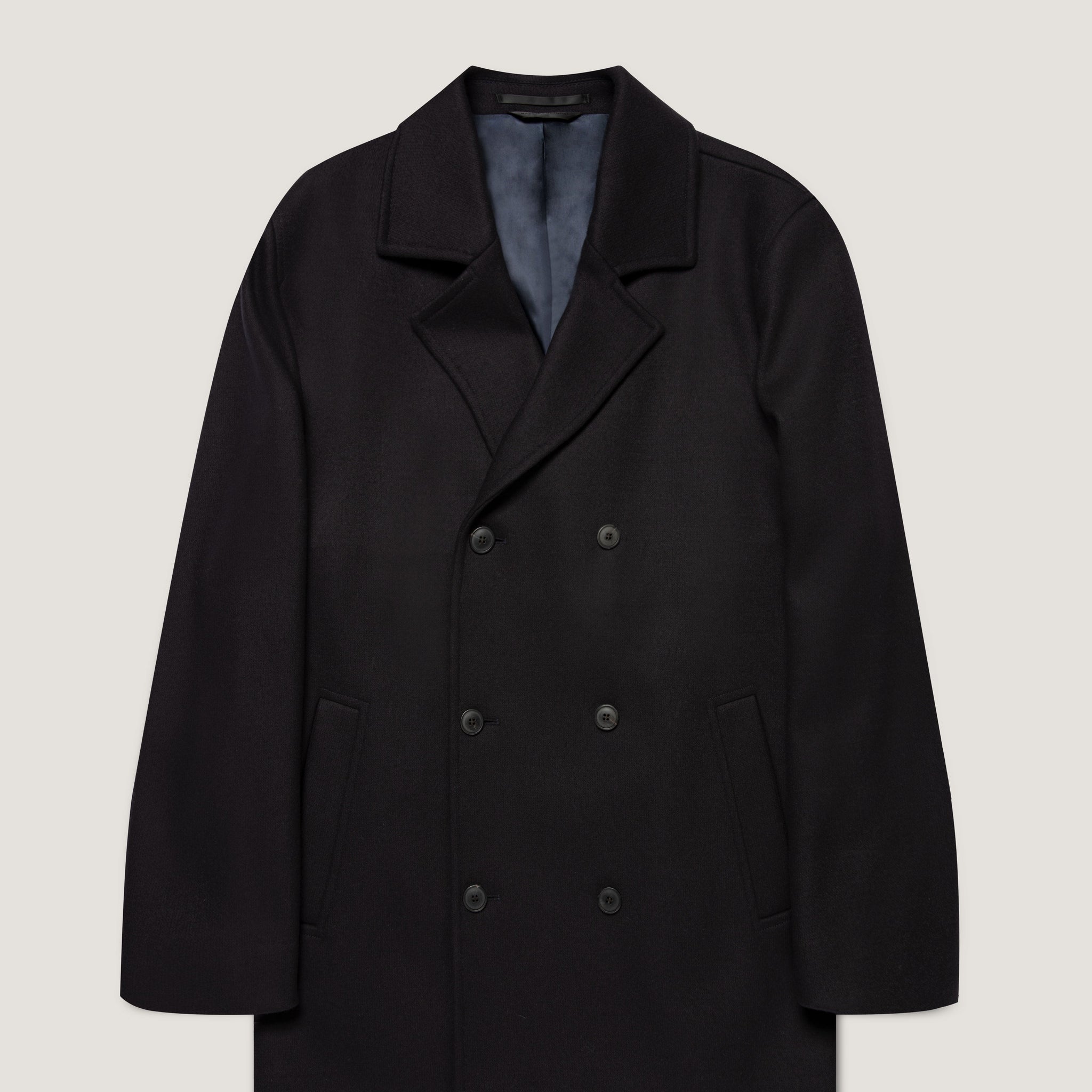 Men's Boiled Wool Pea Coat in Navy